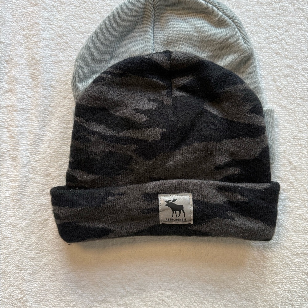 Abercrombie & Fitch Kids Camouflage Beanie Set - Black and Gray